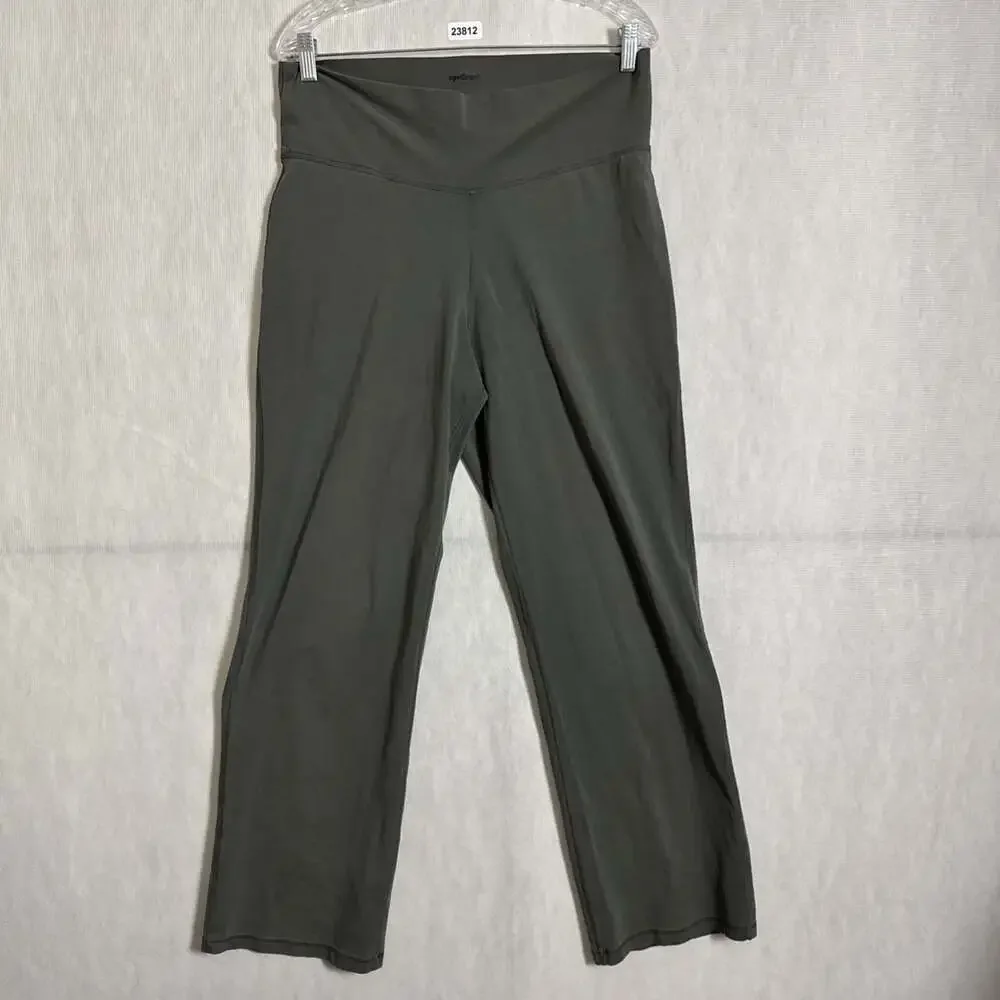 Patagonia Women's Large Green Cotton Straight Leg Pull On Roll Down Waist Pants